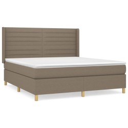 vidaXL Cama box spring con colchón tela gris taupe 160x200 cm