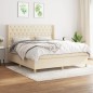 vidaXL Cama box spring con colchón tela color crema 160x200 cm vidaXL Cama box spring con colchón tela color crema 160x200 cm