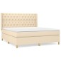 vidaXL Cama box spring con colchón tela color crema 160x200 cm vidaXL Cama box spring con colchón tela color crema 160x200 cm