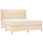 vidaXL Cama box spring con colchón tela color crema 160x200 cm vidaXL Cama box spring con colchón tela color crema 160x200 cm