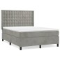 vidaXL Cama box spring con colchón terciopelo gris claro 140x200 cm vidaXL Cama box spring con colchón terciopelo gris claro 140x200 cm