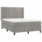 vidaXL Cama box spring con colchón terciopelo gris claro 140x200 cm vidaXL Cama box spring con colchón terciopelo gris claro 140x200 cm