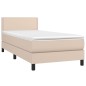 vidaXL Cama box spring colchón LED cuero sintético capuchino 90x190 cm vidaXL Cama box spring colchón LED cuero sintético capuchino 90x190 cm