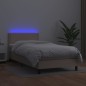 vidaXL Cama box spring colchón LED cuero sintético capuchino 90x190 cm vidaXL Cama box spring colchón LED cuero sintético capuchino 90x190 cm