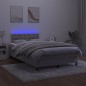 vidaXL Cama box spring colchón y LED terciopelo gris claro 120x200 cm vidaXL Cama box spring colchón y LED terciopelo gris claro 120x200 cm