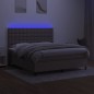 vidaXL Cama box spring colchón y luces LED tela gris taupe 160x200 cm vidaXL Cama box spring colchón y luces LED tela gris taupe 160x200 cm