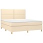 vidaXL Cama box spring colchón y luces LED tela crema 160x200 cm