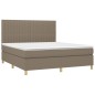 vidaXL Cama box spring colchón y luces LED tela gris taupe 160x200 cm