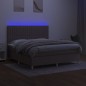 vidaXL Cama box spring colchón y luces LED tela gris taupe 160x200 cm