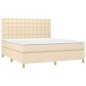 vidaXL Cama box spring colchón y luces LED tela crema 160x200 cm vidaXL Cama box spring colchón y luces LED tela crema 160x200 cm