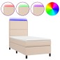 vidaXL Cama box spring colchón LED cuero sintético capuchino 90x190 cm vidaXL Cama box spring colchón LED cuero sintético capuchino 90x190 cm