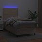vidaXL Cama box spring colchón LED cuero sintético capuchino 90x190 cm vidaXL Cama box spring colchón LED cuero sintético capuchino 90x190 cm