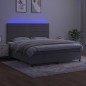 vidaXL Cama box spring colchón y LED terciopelo gris claro 160x200 cm