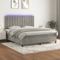 vidaXL Cama box spring colchón y LED terciopelo gris claro 160x200 cm vidaXL Cama box spring colchón y LED terciopelo gris claro 160x200 cm