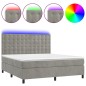 vidaXL Cama box spring colchón y LED terciopelo gris claro 160x200 cm vidaXL Cama box spring colchón y LED terciopelo gris claro 160x200 cm