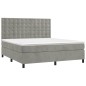 vidaXL Cama box spring colchón y LED terciopelo gris claro 160x200 cm vidaXL Cama box spring colchón y LED terciopelo gris claro 160x200 cm
