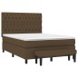 vidaXL Cama box spring con colchón tela marrón oscuro 140x200 cm vidaXL Cama box spring con colchón tela marrón oscuro 140x200 cm