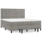 vidaXL Cama box spring con colchón terciopelo gris claro 160x200 cm vidaXL Cama box spring con colchón terciopelo gris claro 160x200 cm