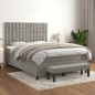 vidaXL Cama box spring con colchón terciopelo gris claro 140x200 cm vidaXL Cama box spring con colchón terciopelo gris claro 140x200 cm