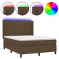 vidaXL Cama box spring colchón luces LED tela marrón oscuro 140x200cm vidaXL Cama box spring colchón luces LED tela marrón oscuro 140x200cm