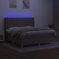 vidaXL Cama box spring colchón y luces LED tela gris taupe 160x200 cm