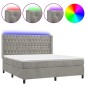 vidaXL Cama box spring colchón y LED terciopelo gris claro 160x200 cm vidaXL Cama box spring colchón y LED terciopelo gris claro 160x200 cm