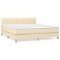 vidaXL Cama box spring con colchón tela color crema 160x200 cm vidaXL Cama box spring con colchón tela color crema 160x200 cm