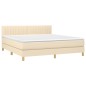 vidaXL Cama box spring con colchón tela color crema 160x200 cm vidaXL Cama box spring con colchón tela color crema 160x200 cm