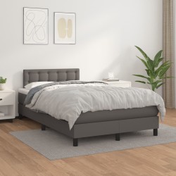 vidaXL Cama box spring con colchón cuero sintético gris 120x200 cm
