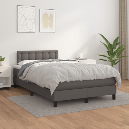vidaXL Cama box spring con colchón cuero sintético gris 120x200 cm