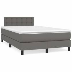 vidaXL Cama box spring con colchón cuero sintético gris 120x200 cm