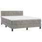 vidaXL Cama box spring con colchón terciopelo gris claro 140x200 cm vidaXL Cama box spring con colchón terciopelo gris claro 140x200 cm