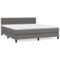 vidaXL Cama box spring con colchón cuero sintético gris 180x200 cm vidaXL Cama box spring con colchón cuero sintético gris 180x200 cm