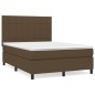 vidaXL Cama box spring con colchón tela marrón oscuro 140x200 cm vidaXL Cama box spring con colchón tela marrón oscuro 140x200 cm