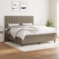 vidaXL Cama box spring con colchón tela gris taupe 160x200 cm