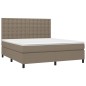 vidaXL Cama box spring con colchón tela gris taupe 160x200 cm