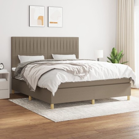 vidaXL Cama box spring con colchón tela gris taupe 160x200 cm