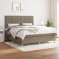 vidaXL Cama box spring con colchón tela gris taupe 160x200 cm vidaXL Cama box spring con colchón tela gris taupe 160x200 cm