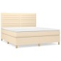 vidaXL Cama box spring con colchón tela color crema 160x200 cm vidaXL Cama box spring con colchón tela color crema 160x200 cm