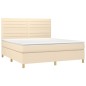 vidaXL Cama box spring con colchón tela color crema 160x200 cm vidaXL Cama box spring con colchón tela color crema 160x200 cm