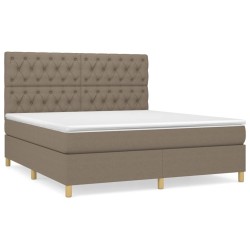 vidaXL Cama box spring con colchón tela gris taupe 160x200 cm