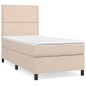 vidaXL Cama box spring con colchón cuero sintético capuchino 90x190 cm vidaXL Cama box spring con colchón cuero sintético capuchino 90x190 cm