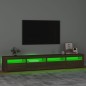 vidaXL Mueble de TV con luces LED marrón roble 240x35x40 cm
