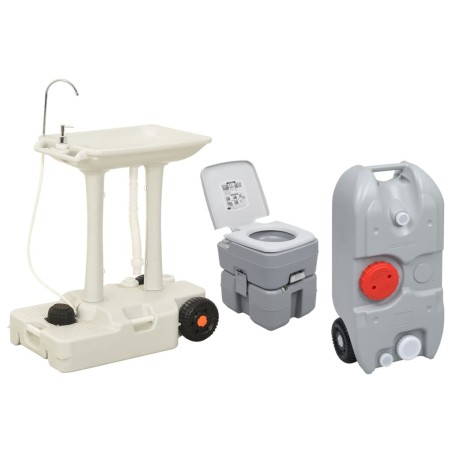 vidaXL Juego inodoro con lavabo y depósito agua portátil para camping