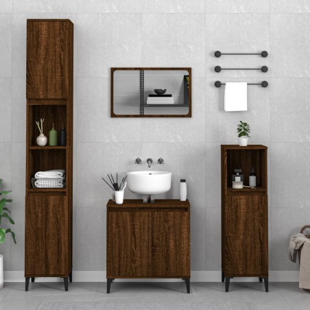vidaXL Set de muebles baño 3 pzas madera contrachapada roble marrón