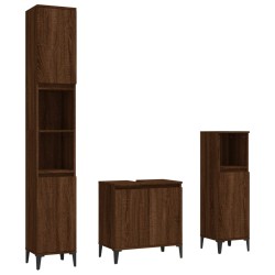 vidaXL Set de muebles baño 3 pzas madera contrachapada roble marrón