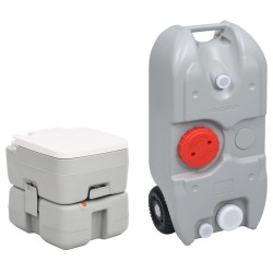 vidaXL Juego de inodoro portátil y tanque de agua para camping