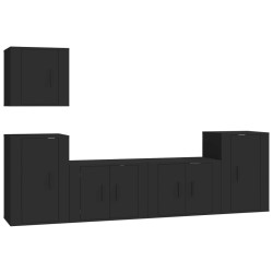 vidaXL Set de muebles para TV 5 piezas madera contrachapada negro