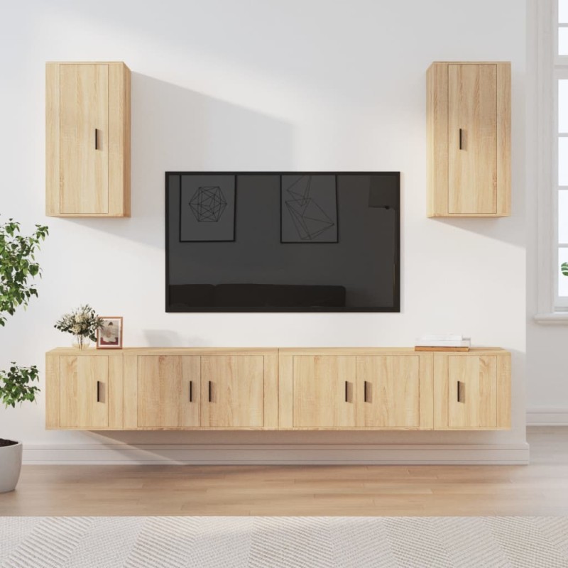 vidaXL Set de muebles para TV 6 pzas madera contrachapada roble sonoma vidaXL Set de muebles para TV 6 pzas madera contrachapada roble sonoma