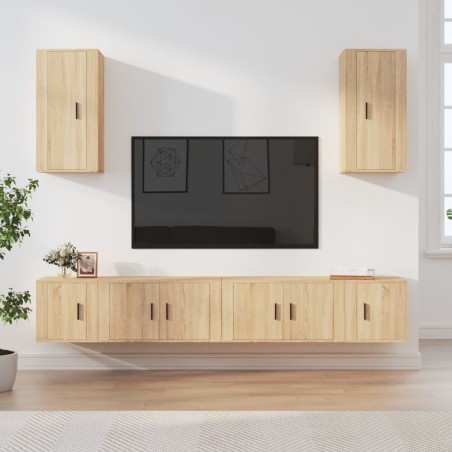 vidaXL Set de muebles para TV 6 pzas madera contrachapada roble sonoma